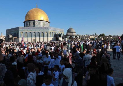 الأجواء في المسجد الأقصى المبارك عقب صلاة عيد الأضحى