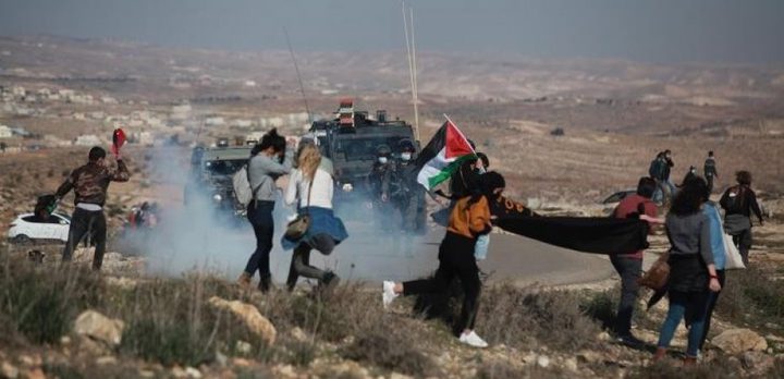 مستوطنون يعتدون على المواطنين في مسيرة سلمية في مسافر يطا