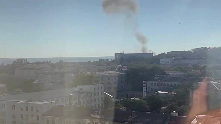 سقوط طائرة مسيرة على سطح مقر أسطول البحر الأسود في القرم