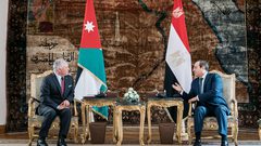 العاهل الأردني والرئيس المصري يؤكدان أهمية تكثيف الجهود لتحقيق السلام