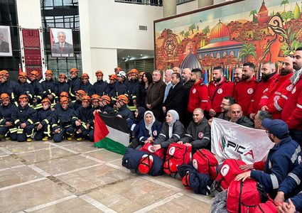 وصول فريق دولة فلسطين للتدخل والاستجابة العاجلة إلى سوريا وتركيا