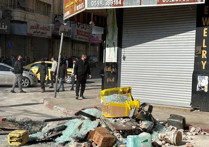 الدمار الذي خلفه العدوان الإسرائيلي في مدينة نابلس إثر اقتحامها اليوم