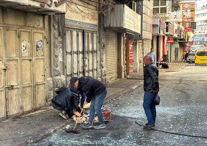 الدمار الذي خلفه العدوان الإسرائيلي في مدينة نابلس إثر اقتحامها اليوم