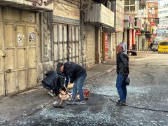 الدمار الذي خلفه العدوان الإسرائيلي في مدينة نابلس إثر اقتحامها اليوم