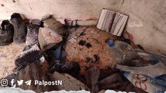 آثار الدمار في المنزل الذي تم استهداف شهداء نابلس  الثلاثة فيه صباح اليوم الخميس