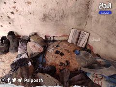 آثار الدمار في المنزل الذي تم استهداف شهداء نابلس  الثلاثة فيه صباح اليوم الخميس