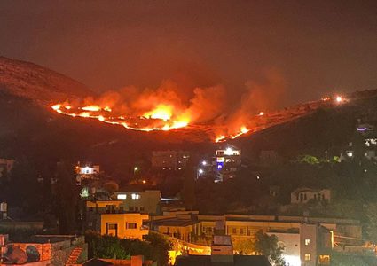 طولكرم:مستوطنون يحرقون أراضي زراعية في سهل رامين