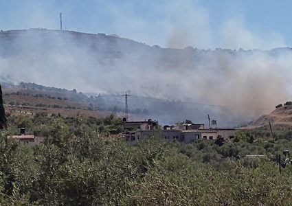 مستوطنون يضرمون النار في أراضٍ جنوب نابلس