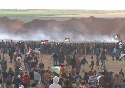 إصابات إثر قمع الاحتلال مسيرة شرق قطاع غزة