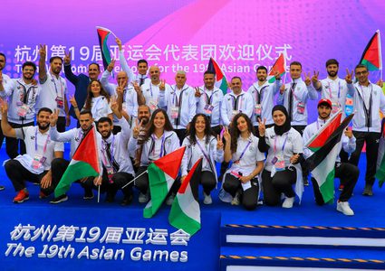 رفع علم فلسطين في قرية الرياضيين بدورة الألعاب الآسيوية