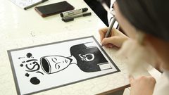 من أعمال الطلبة في مساق مبادئ الحفر والطباعة في كلية الفنون الجميلة