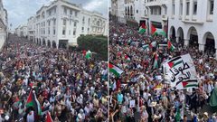 مظاهرة حاشدة في الرباط تنديدا بالعدوان على غزة
