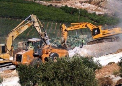 الاحتلال يجرف عشرات الدونمات المزروعة بالزيتون شرق قلقيلية