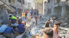 قصف منزل عائلة حبوش في غزة  12 شهيدا وإصابة العشرات والبحث عن مفقودين