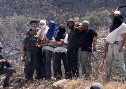 مستوطنون يعتقلون شابين ويضرمون النيران بأراضي سبسطية غرب نابلس
