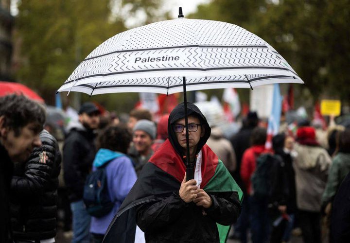 مظاهرة في مدينة تولوز الفرنسية دعماً لقطاع غزة وللمطالبة بوقف العدوان على قطاع غزة.