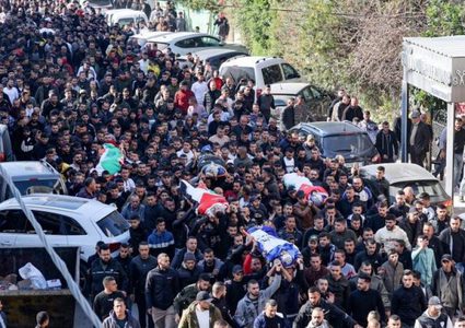 تشييع جثمان الشهيد الفروخ في سعير شمال شرق الخليل