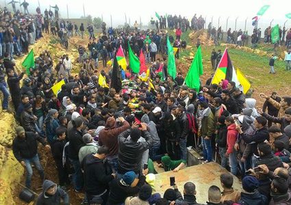 تشييع جثمان الشهيد يوسف طقاطقة من بلدة بيت فجار جنوب بيت لحم إلى مثواه الأخير