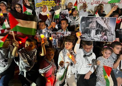 أطفال طولكرم في وقفة دعمٍ وإسناد للأطفال في قطاع غزة