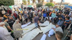 وداع شهداء ارتقوا في غارات الاحتلال على مناطق مختلفة في غزة خلال الساعات الماضية