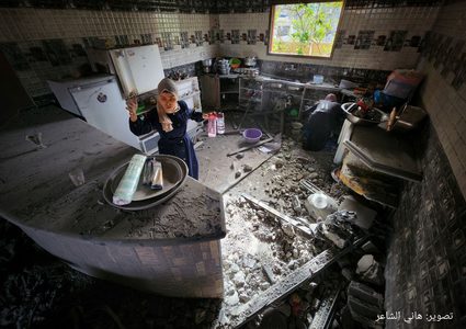 طيران الاحتلال يدمر منزل عائلة شيخ العيد في رفح.