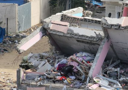 تدمير اكثر من ٣٠ برج سكني بشكل كامل في مدينة الزهراء جنوب مدينة غزة