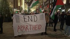 متظاهرون في العاصمة الفنلندية هلسنكي يتضامنون مع غزة وينددون بالإبادة الجماعية