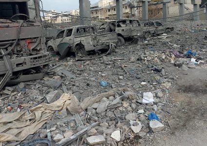 غزة:آثار دمار  عدوان الاحتلال في شارع البساتين ومنطقة البرهان في حي الزيتون