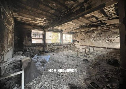 مدرسة خليفة بن زايد التي دمرها و حرقها الإحتلال الإسرائيلي شمال قطاع غزة