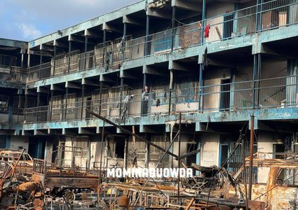 مدرسة خليفة بن زايد التي دمرها و حرقها الإحتلال الإسرائيلي شمال قطاع غزة