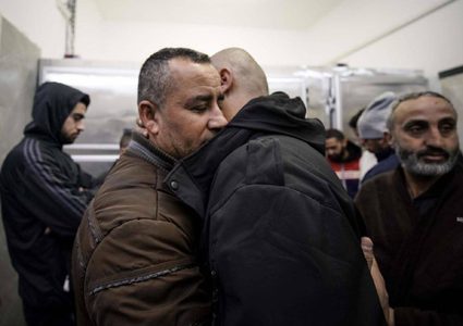 من وداع الشهداء الستة الذين ارتقوا بعد قصفهم من قبل الاحتلال في جنين