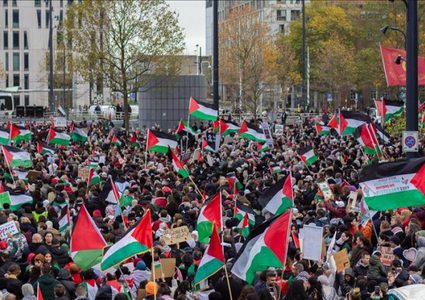 لاهاي: مسيرة داعمة لفلسطين ومنددة بالعدوان على قطاع غزة