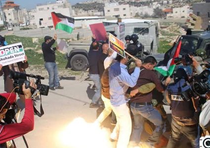 الاحتلال يعتدي على مواطنين ويمزق علم فلسطين وصور الشهداء جنوب جنين