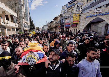 تشييع جثمان الشهيد قسام ياسين إلى مثواه الأخير في دير أبو ضعيف بجنين