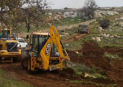 مستوطنون ينصبون أعمدة إنارة على أراضي مواطنين جنوب بيت لحم