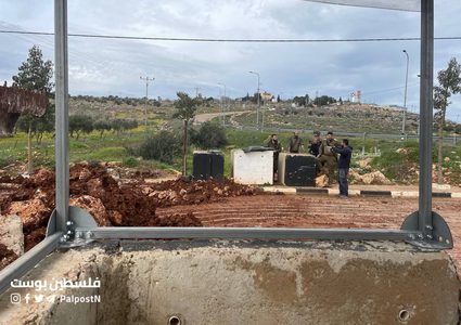 الاحتلال يعيد فتح مدخل بلدة قصرة جنوب نابلس  تمهيدًا لوضع بوابة حديدية