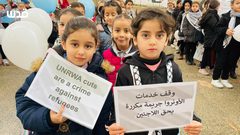 مدرسة الخديجية في نابلس تنظم وقفة تضامن مع غزة ورفضا لتقليص دعم وكالة "الأونروا"