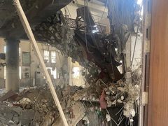 آثار الدمار بمسجد مدينة حمد ومحيطه غرب خانيونس بعد قصف الاحتلال