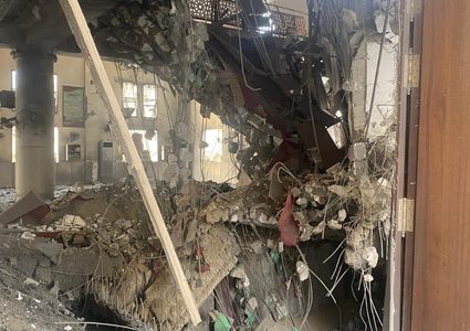 آثار الدمار بمسجد مدينة حمد ومحيطه غرب خانيونس بعد قصف الاحتلال