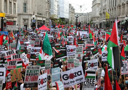 مظاهرات ضخمة في لندن في "اليوم العالمي للتضامن مع غزة"