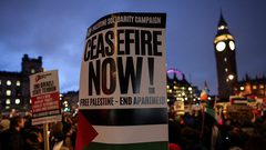 المئات يتظاهرون أمام البرلمان البريطاني للمطالبة بوقف الحرب على غزة