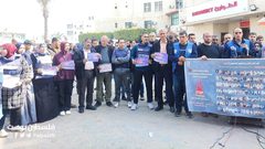 وقفة للصحفيين في قطاع غزة، تنديدًا باستهداف الاحتلال المتواصل بحقهم