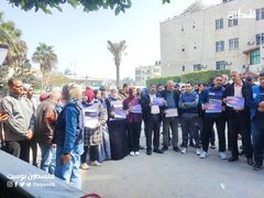 وقفة للصحفيين في قطاع غزة، تنديدًا باستهداف الاحتلال المتواصل بحقهم.