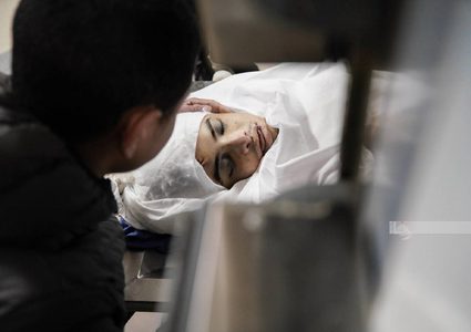 من وداع الشهيد نور الدين إبراهيم ياسين (18 عاما) من قرية دير أبو ضعيف شمال شرق جنين