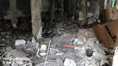 آثار الدمار الذي خلفه الاحتلال في مقر حركة فتح خلال اقتحامه مخيم بلاطة شرق نابلس