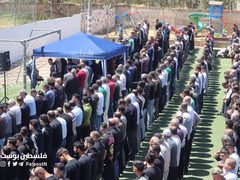 صلاة الجنازة على جثمان الشهيد محمد عوض الله محمد موسى الذي ارتقى أمس برصاص مستوطنين في قرية الساوية جنوب نابلس.