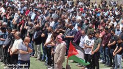 صلاة الجنازة على جثمان الشهيد محمد عوض الله محمد موسى الذي ارتقى أمس برصاص مستوطنين في قرية الساوية جنوب نابلس.