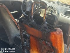 تضرر مركبة جراء حرقها من قبل المستوطنين في بلدة قصرة جنوب نابلس
