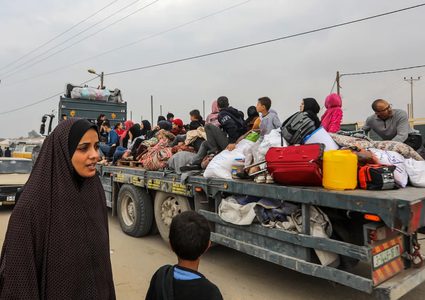 مكتب تنسيق الشؤون الإنسانية:أكثر من 190 ألف نازح بخانيونس ودير البلح خلال 4 أيام