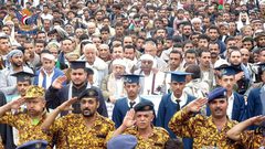 جماهير كبيرة تتظاهر في 47 ساحة بمحافظة إب اليمنية خلال مسيرات شعبية بعنوان: "انتصارا لغزة.. ماضون في المرحلة الخامسة من التصعيد".